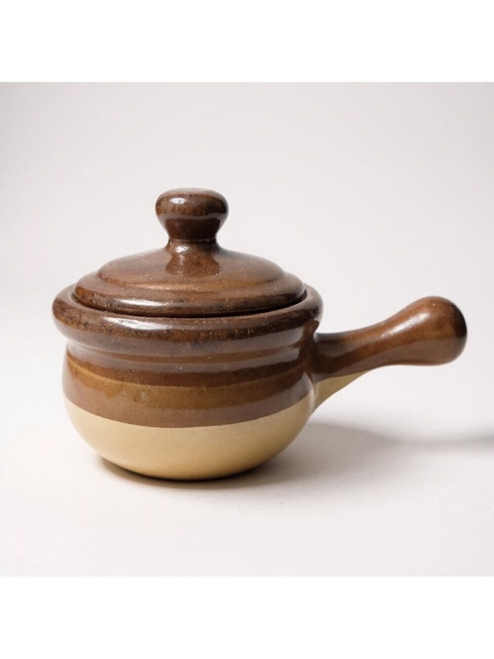 Vintage French Onion Soup Crock Bowl Stoneware Ceramic Two Toned